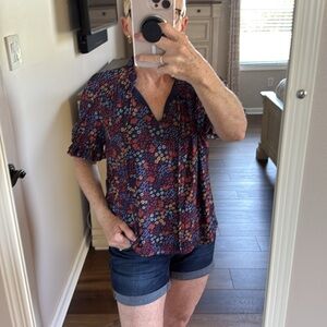 Draper James Elbow Sleeve Tie Front Top